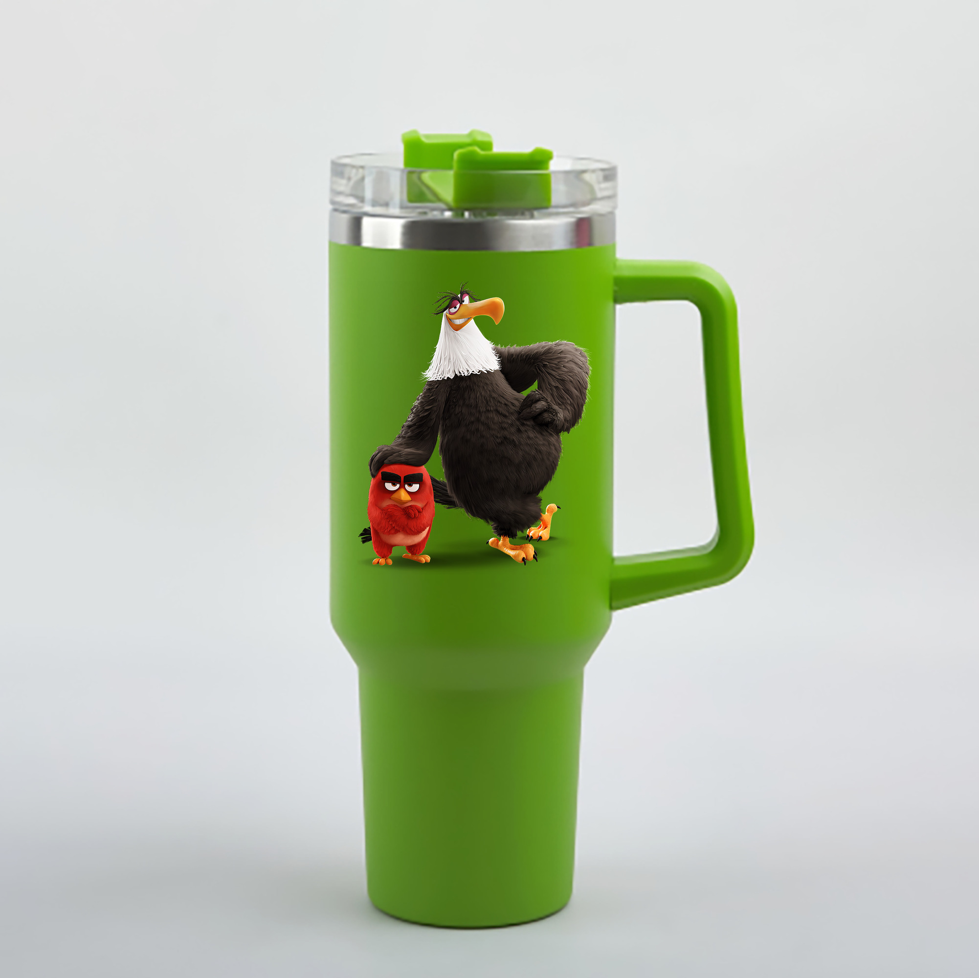 （画像用） Angry Birds アングリーバード 1200mL車用タンブラー - クリスタルステッカー（プラスチックストロー付き）